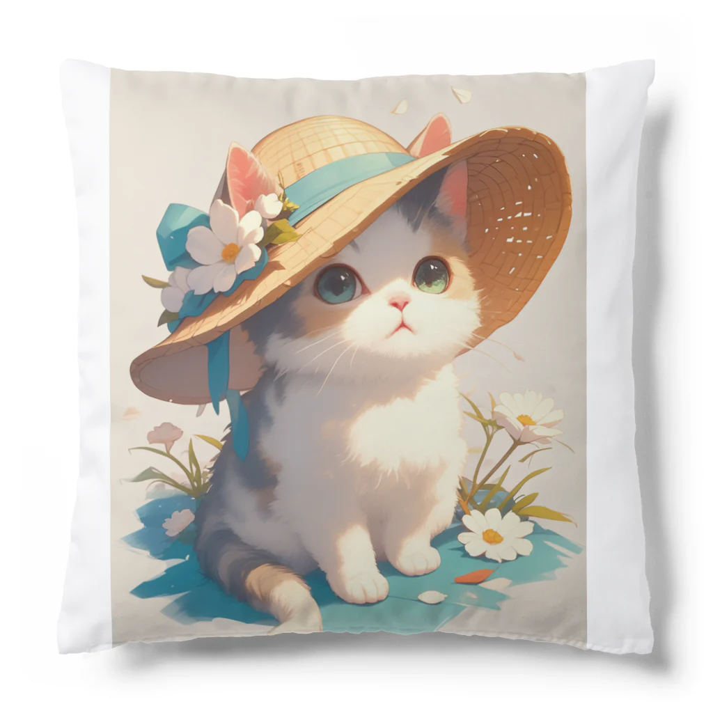 AQUAMETAVERSEの帽子をかぶった可愛い子猫 Marsa 106 Cushion