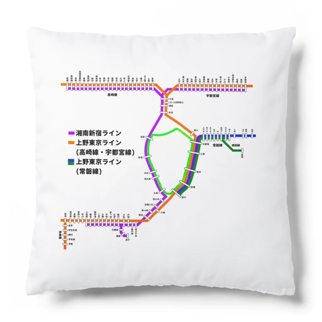 柏洋堂の湘南新宿ライン・上野東京ライン  路線図 クッション