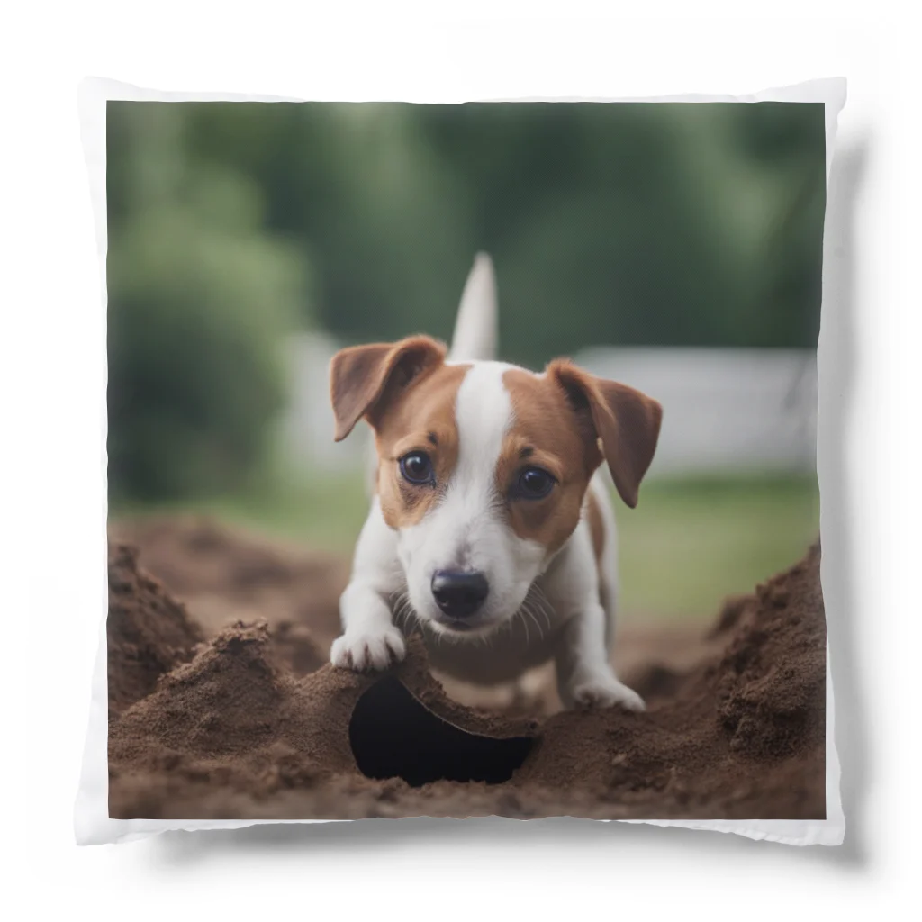 jackrussellvibes___の穴掘りジャックラッセルテリア Cushion