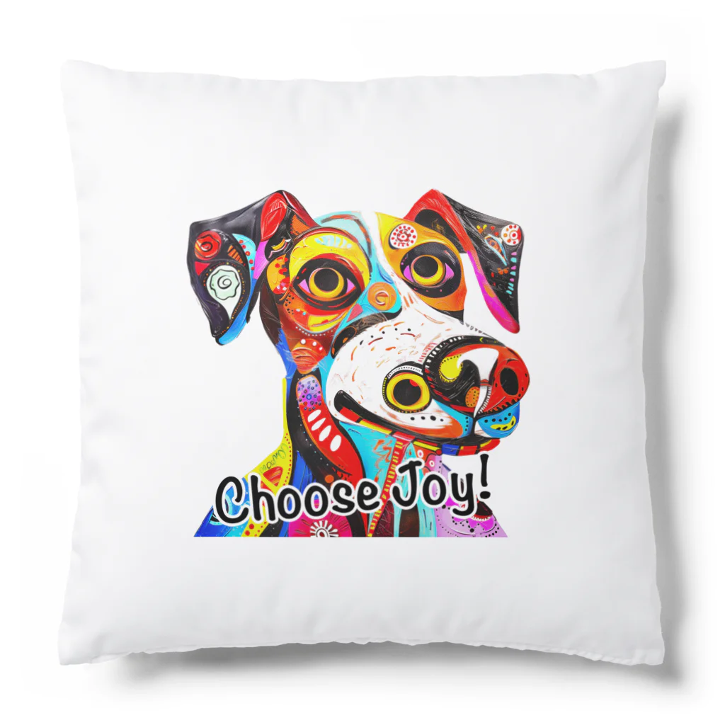 G.O.A.T.designの華やかな色合いが目を引く可愛らしい犬 Cushion