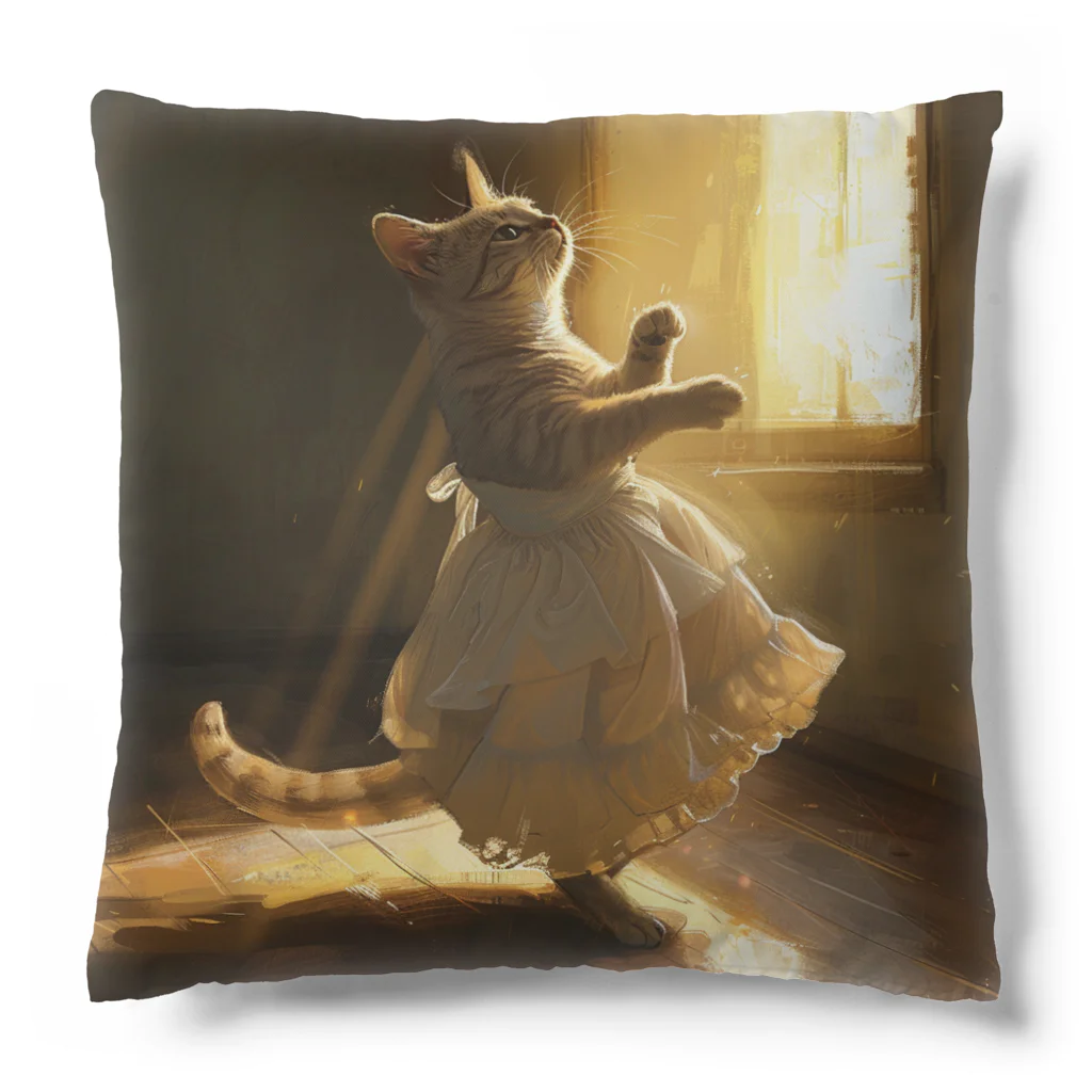 AQUAMETAVERSEの神々しい光を浴びる猫姫 アメジスト 2046 Cushion