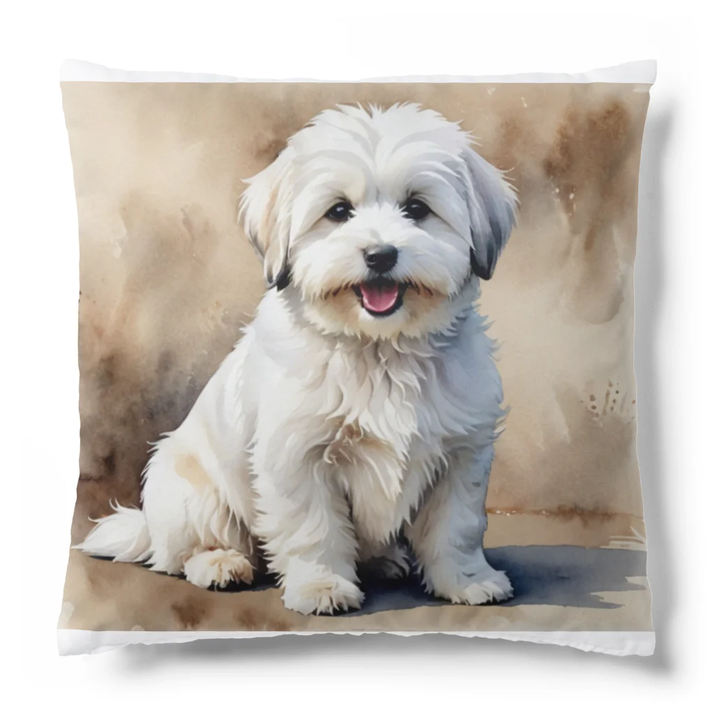 Animal Illustration shopのコトン・ド・テュレアール　Coton de Tulear　水彩画風 Cushion