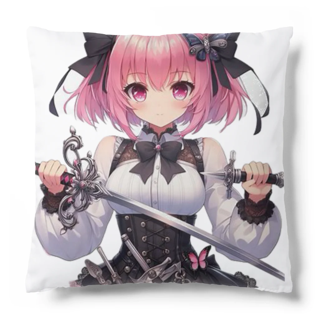 「ワンダーワールド」のピンクのキュートな髪を持つ女性剣士🗡️ Cushion