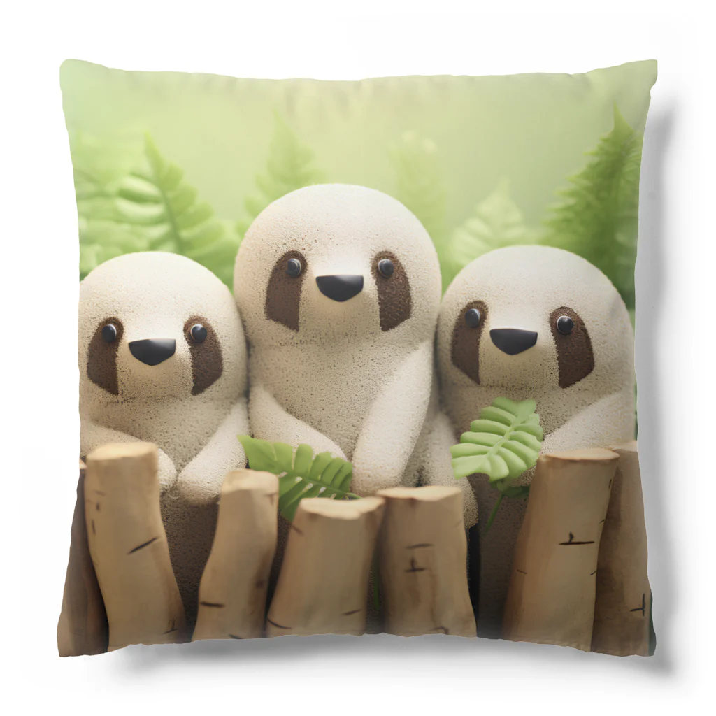 まみおデザインの3匹のナマケモノくん Cushion