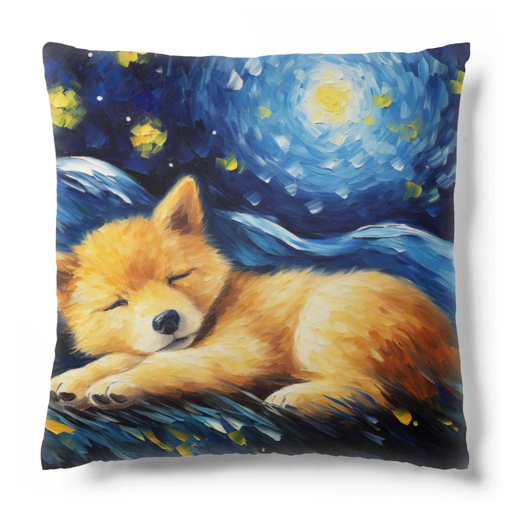 Dog Art Museumの【星降る夜 - 柴犬の子犬 No.1】 Cushion