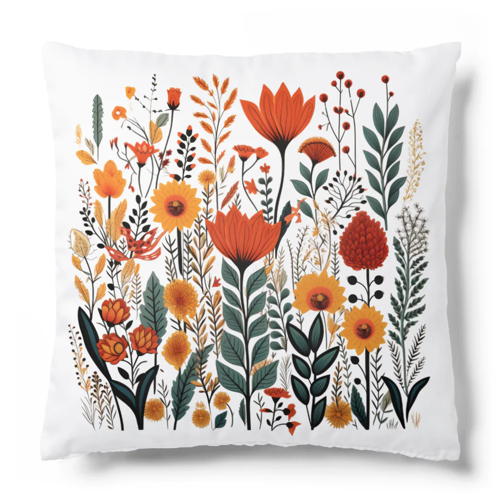 Grazing Wombatのヴィンテージなボヘミアンスタイルの花柄　Vintage Bohemian-style floral pattern Cushion