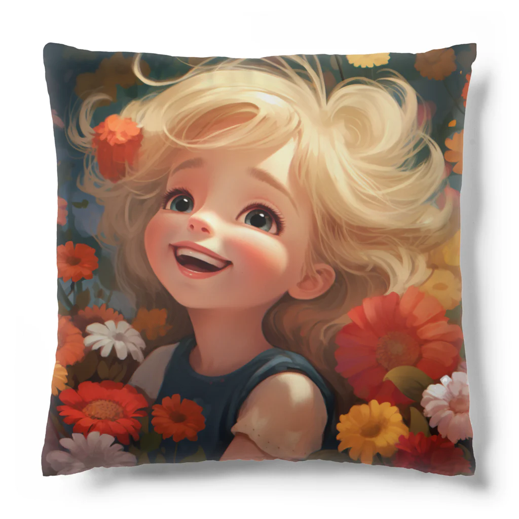 AQUAMETAVERSEの花に囲まれて幸せいっぱいの少女　なでしこ1478 Cushion