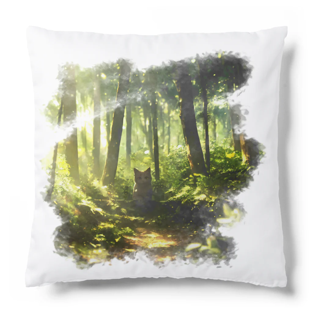 猫との風景の風景_森と猫014 Cushion