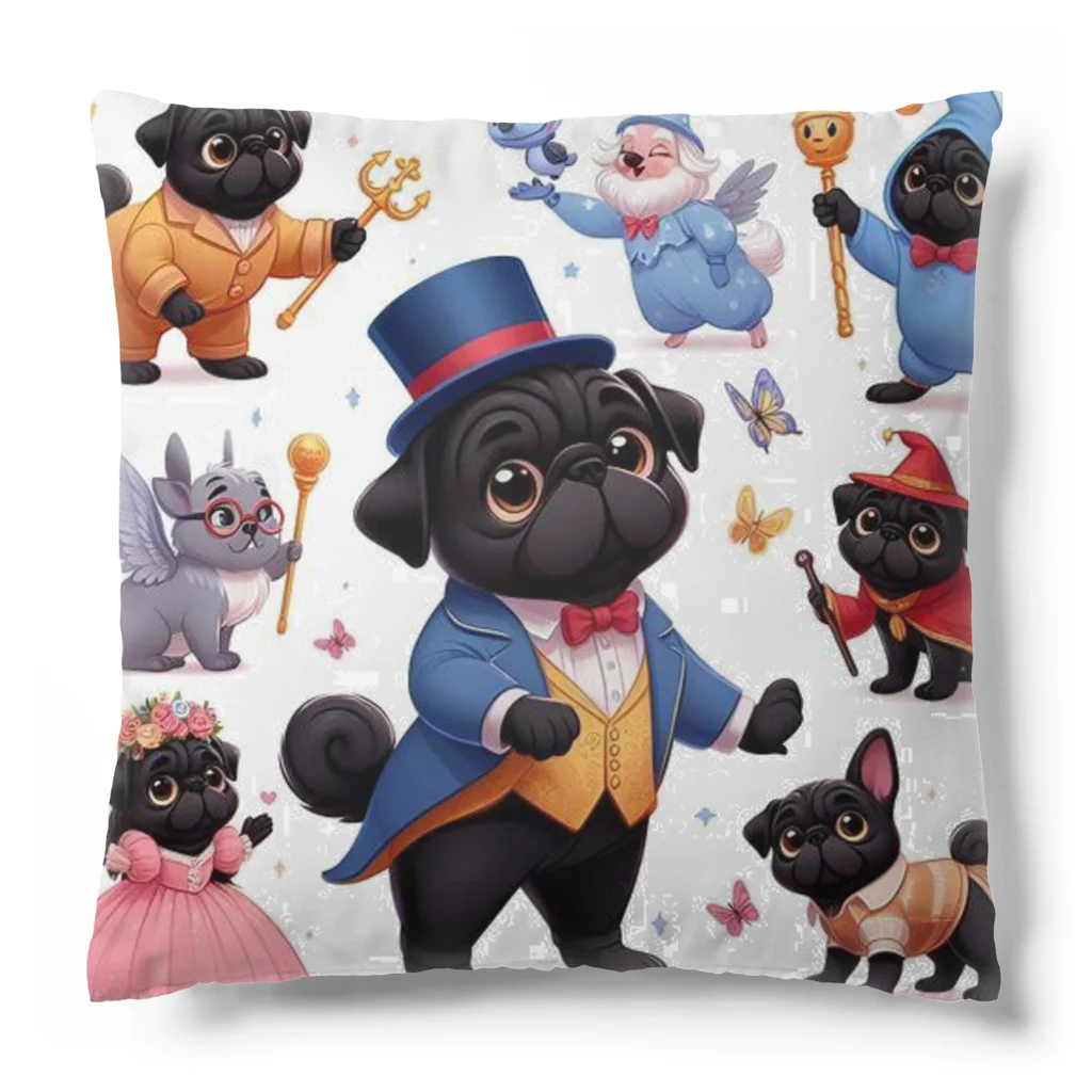 黒パグ🖤Black Pug laboratory🖤のFantasy Pugs series クッション