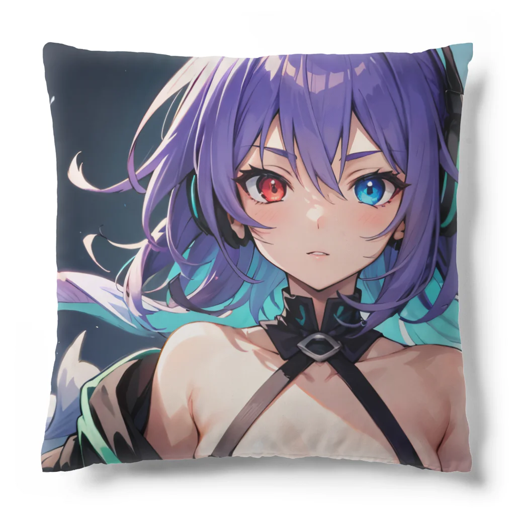 pukurou2096の紫髪のオッドアイ美少女 Cushion