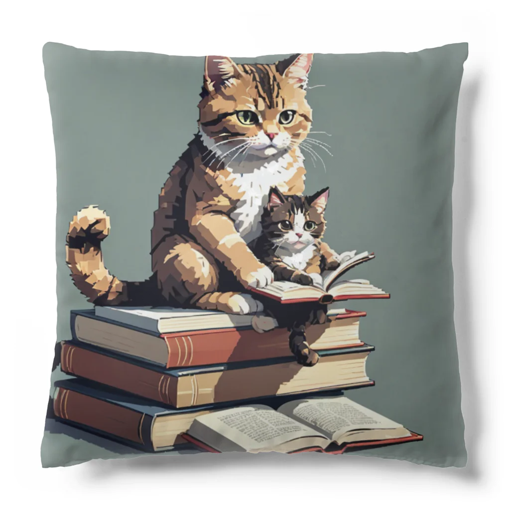 三毛猫shopの本を読む猫 Cushion