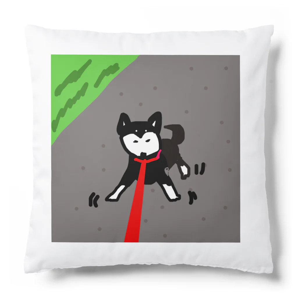 ペコりんショップの黒柴散歩拒否 Cushion