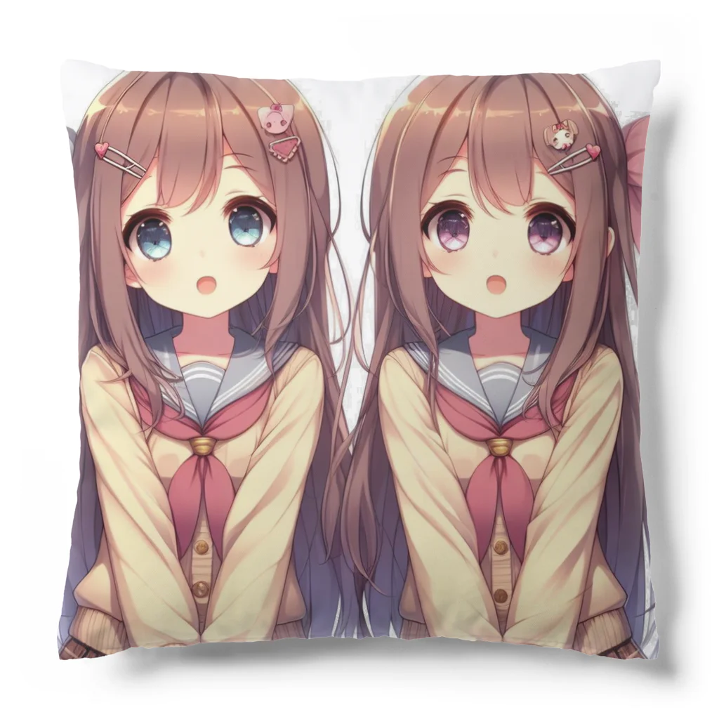 seigi2oo2の愛らしい可愛い双子の姉妹 Cushion