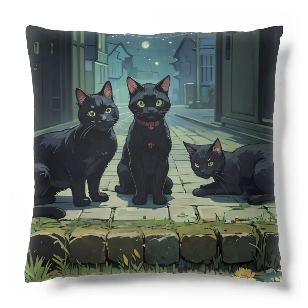 おかづあいのねこちゅうしんの黒の三頭政治 Cushion