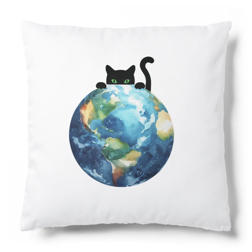 amecatsの地球と黒猫 Cushion