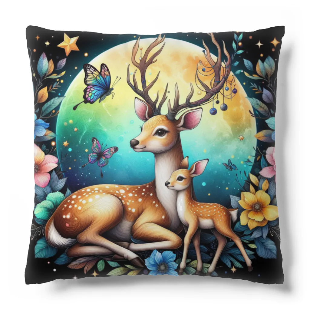 momoart8888の満月の花🦌🌝 Cushion