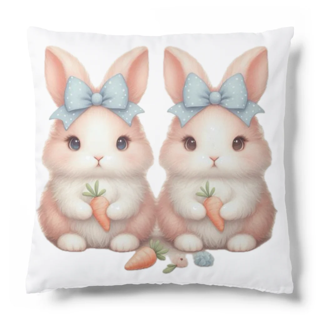 lamkksのふわふわかわいいうさぎの双子 Cushion