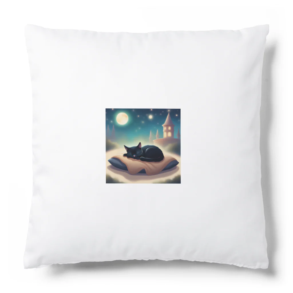 黒猫マメちゃんの魅惑ショップの可愛い黒猫のキャラクターグッズ Cushion