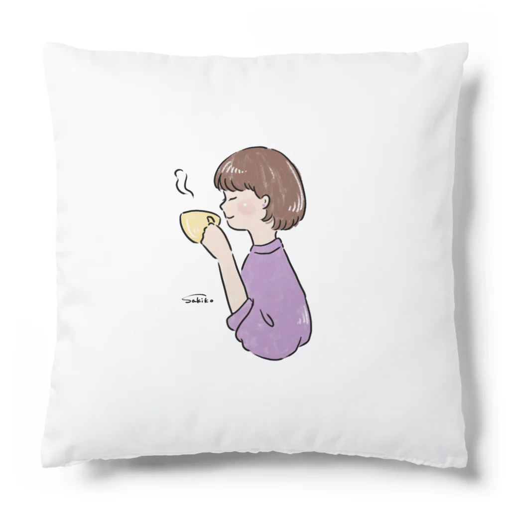 Sakikoのほっとひと息つく女の子　紫芋 Cushion