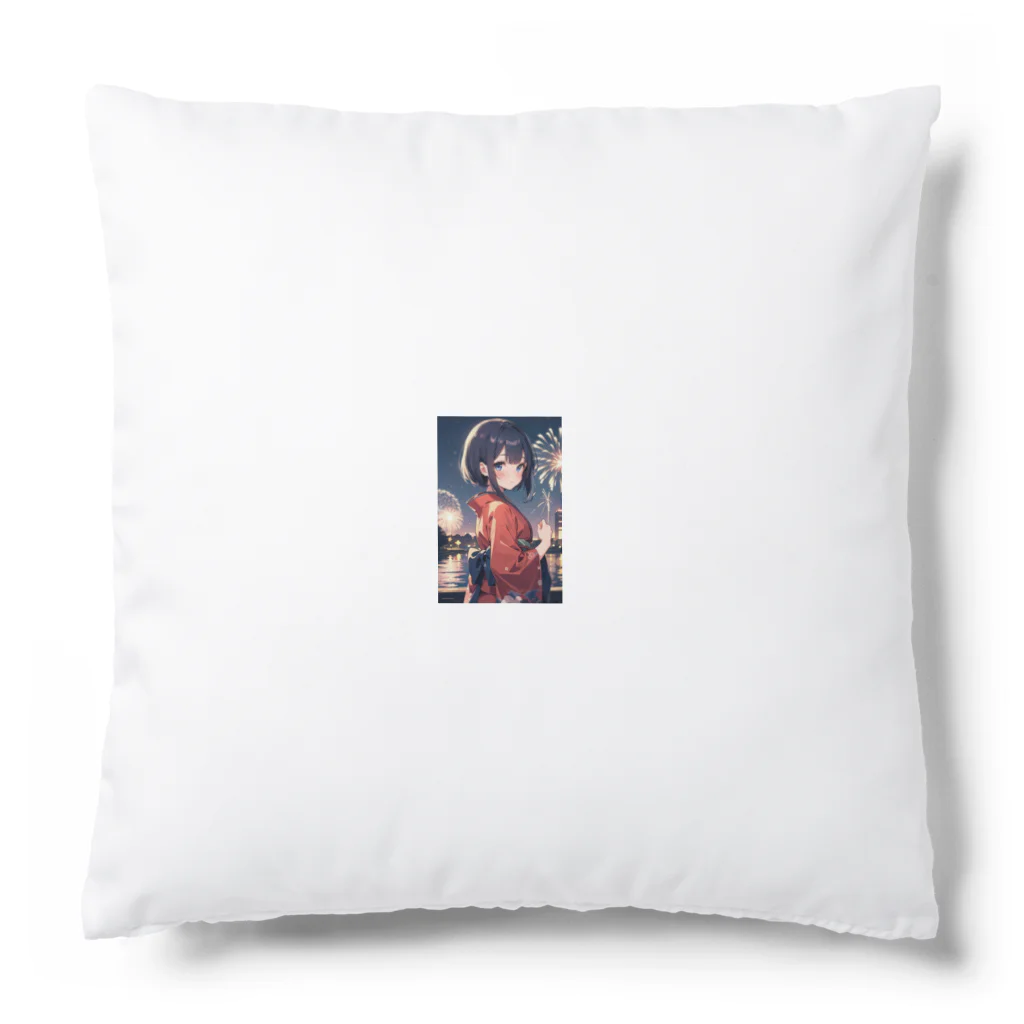 可愛い女の子グッズ販売の浴衣の可愛い女の子 Cushion