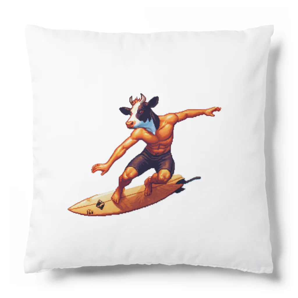 Isekai_animal_manの夏だ！ウシもサーフィン Cushion