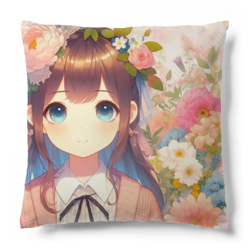 ピクセルパレットの可愛い女の子とお花10 Cushion