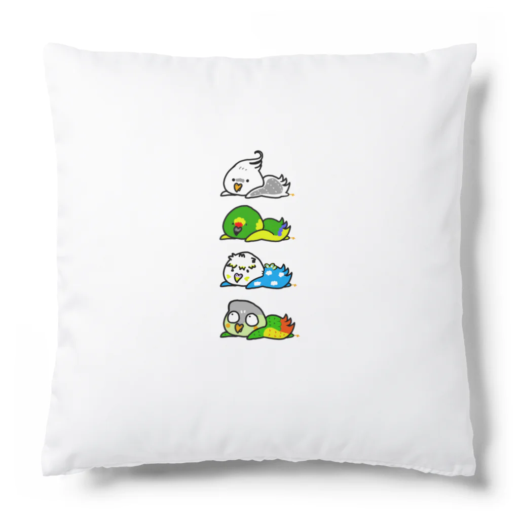 とりちゅんHOUSEのたて並びインコ Cushion