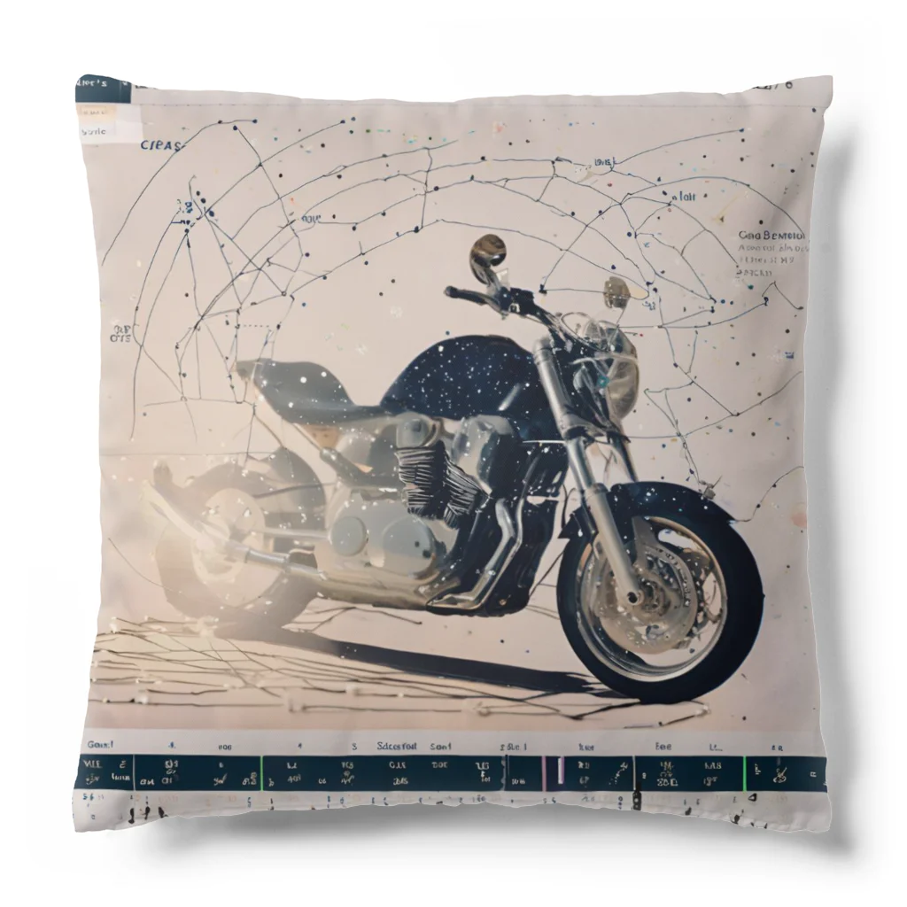 the blue seasonの宇宙と融合するオートバイ：星座とメカニズムの美 Cushion