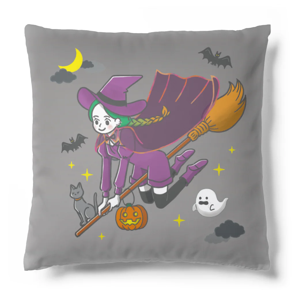 MIKA YADA illust shopの10月ハロウィンの夜、魔女が行く Cushion