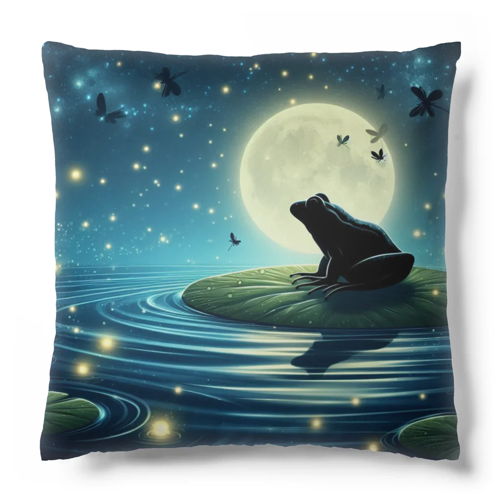 ususio1431の月夜のカエル Cushion