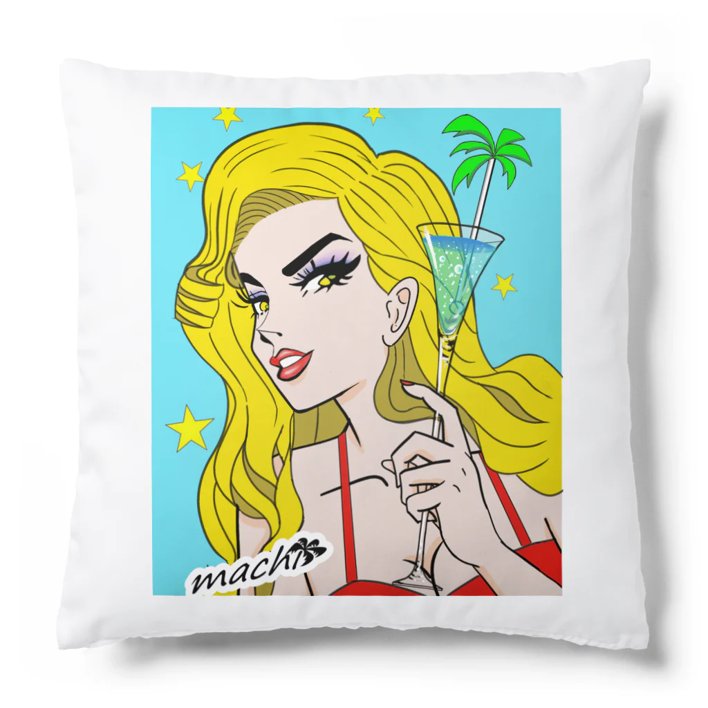 M-CREAMSODAのポップアート　ヤシマドラー Cushion