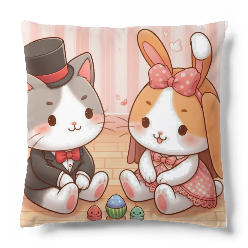 us shopのネコとウサギの戯れ Cushion