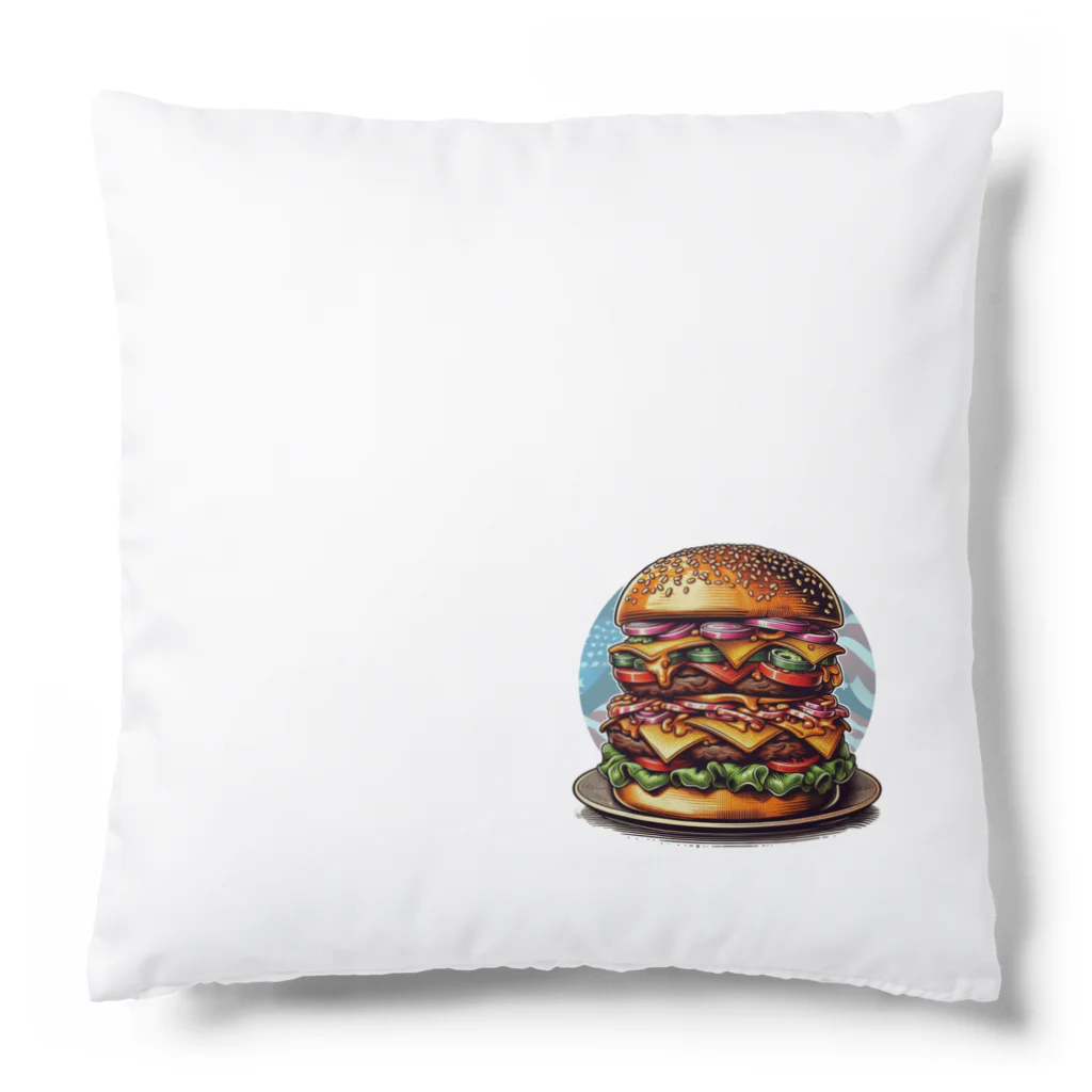 kazu_gのあなたを満足させるバーガーを!（濃色用） Cushion