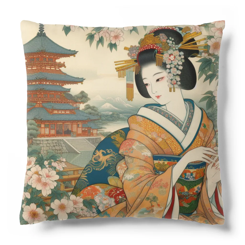 tamabestの浮世絵風美人図 Cushion