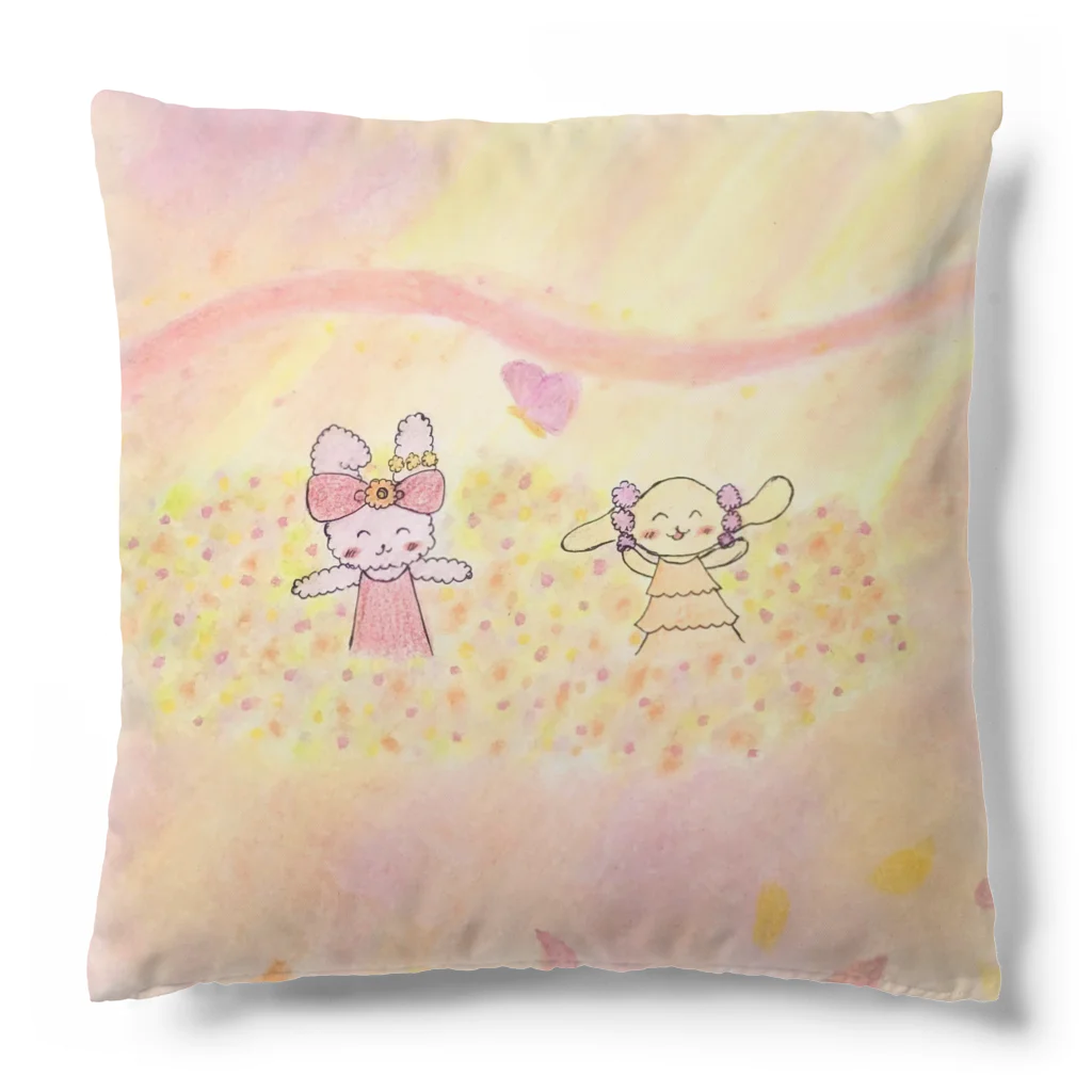 いちご　ichi5のふわうさ＆はな『幸せあふれる花畑』 Cushion