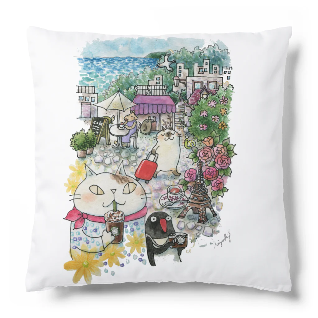 吉沢深雪の猫とペンギンと旅気分 Cushion