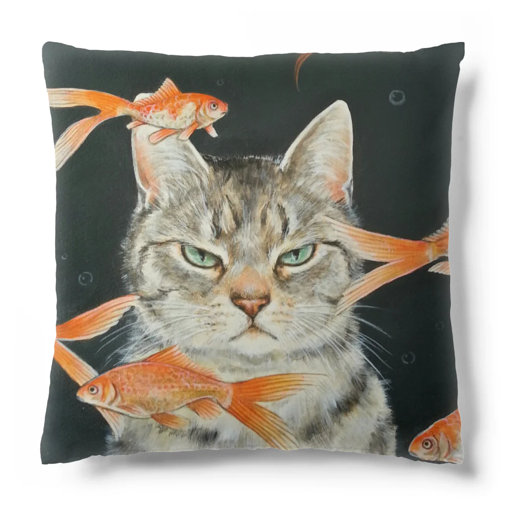 おちょぴの金魚と猫 Cushion