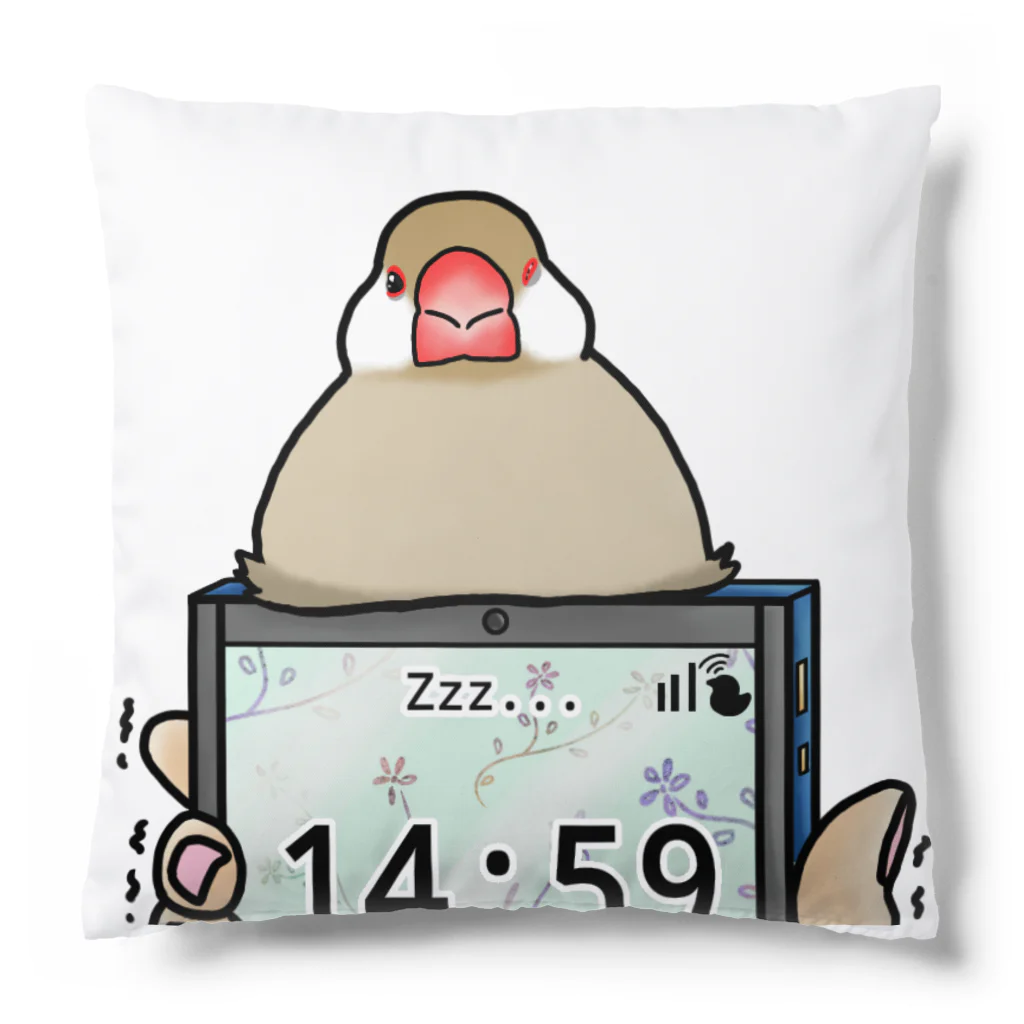 Lily bird（リリーバード）の「小鳥が眠りたがってるんだ」（シナモン文鳥） Cushion