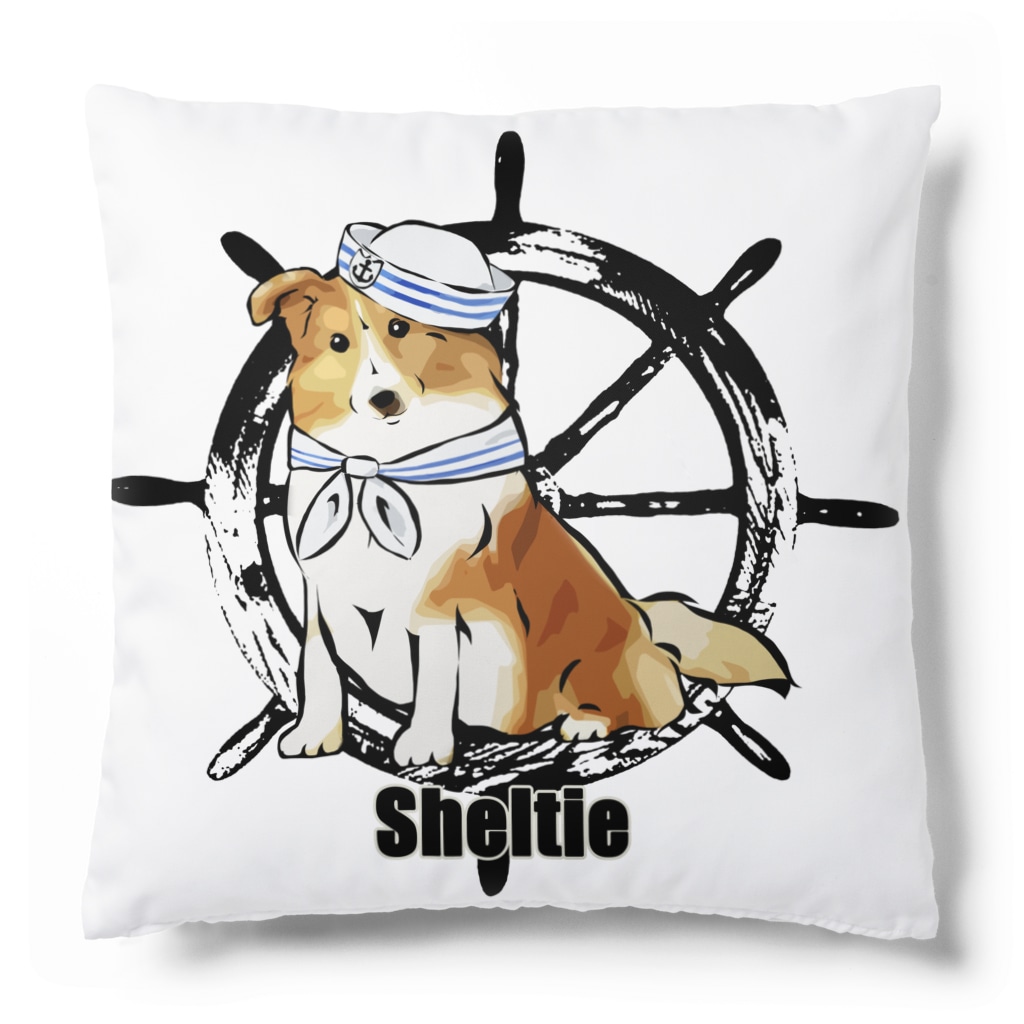 犬グッズの店しえるぶるーのマリンだワン　シェルティー Cushion
