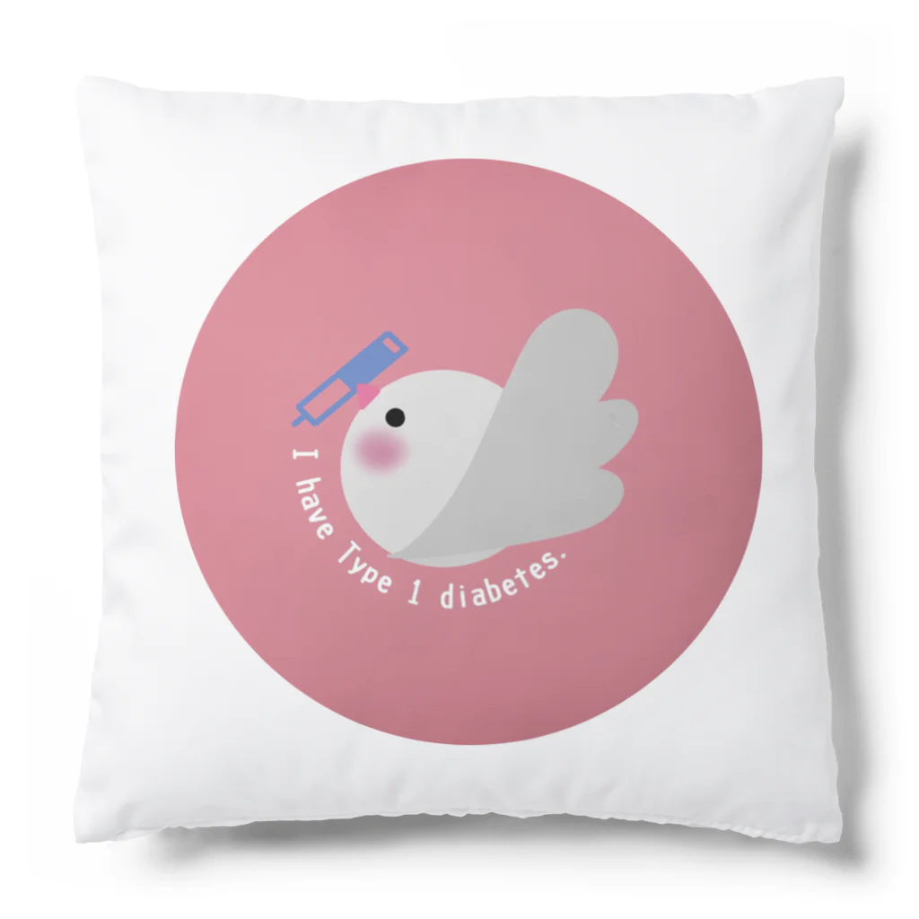 文鳥屋さんの1型糖尿病ロゴ缶バッチ Ver.ピンク Cushion