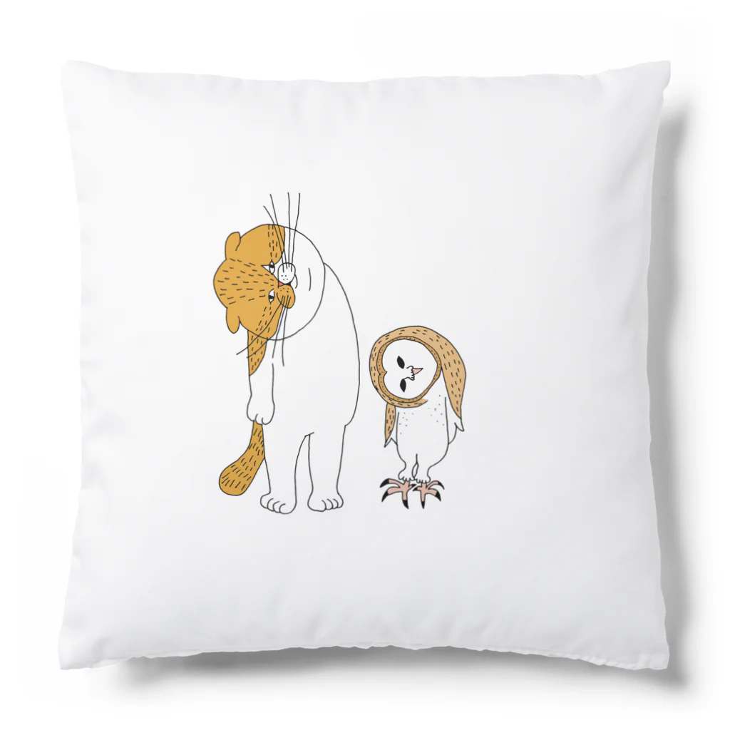 shimeji_omuのネコとメンフクロウ Cushion