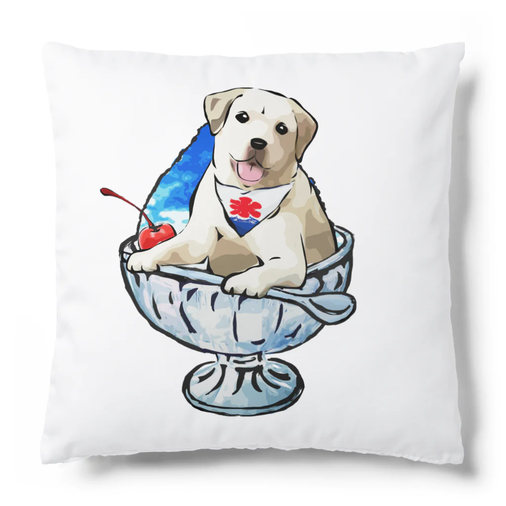 犬グッズの店しえるぶるーのかき氷犬　ブルーハワイ　ラブラドールレトリバー Cushion