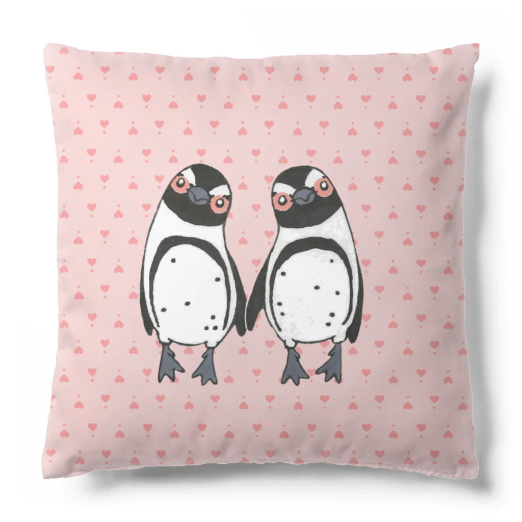 penguininkoの手繋ぎケープペンギンのカップル🐧❤️🐧 pinkversion Cushion