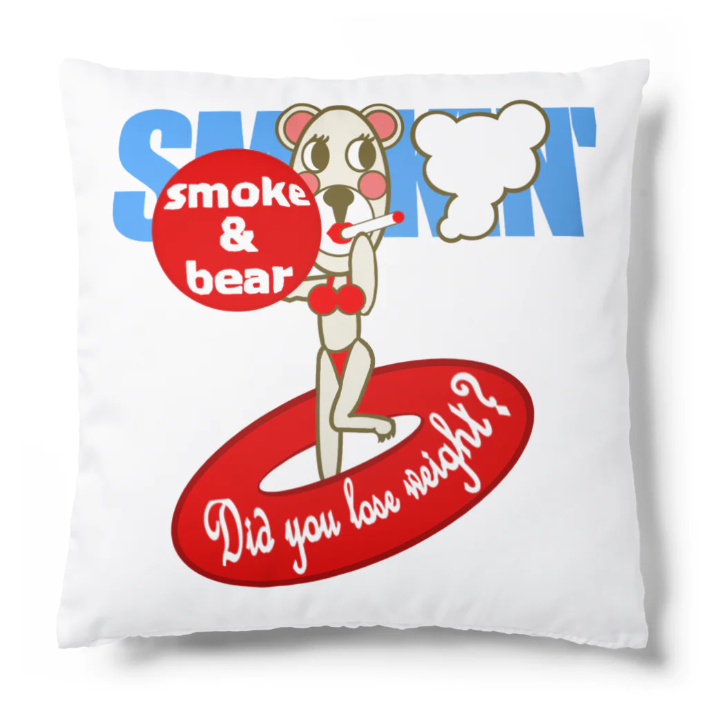 オリジナルデザインTシャツ　SMOKIN'のセクシーモクモックマinビーチ 白 クッション