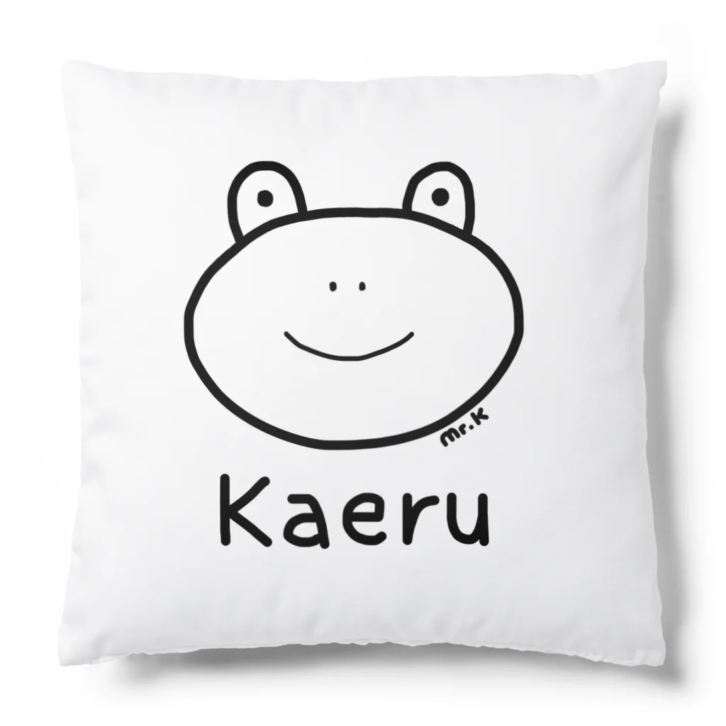 MrKShirtsのKaeru (カエル) 黒デザイン Cushion