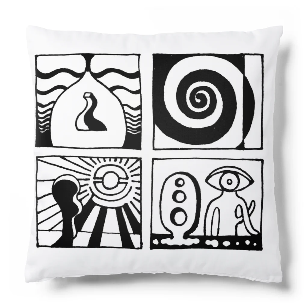 太陽の眼の太陽の眼 文字絵(黒/前面) Cushion