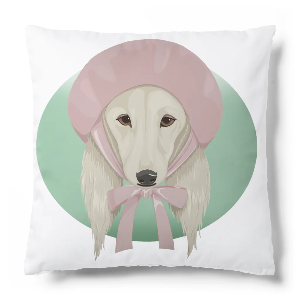 LaminaのSaluki×ベレー帽 Cushion