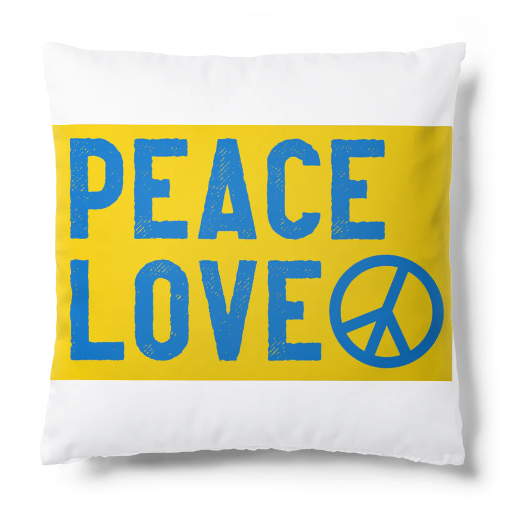 サトオのウクライナ色PEACE LOVEピースマーク（Peace symbol） Cushion