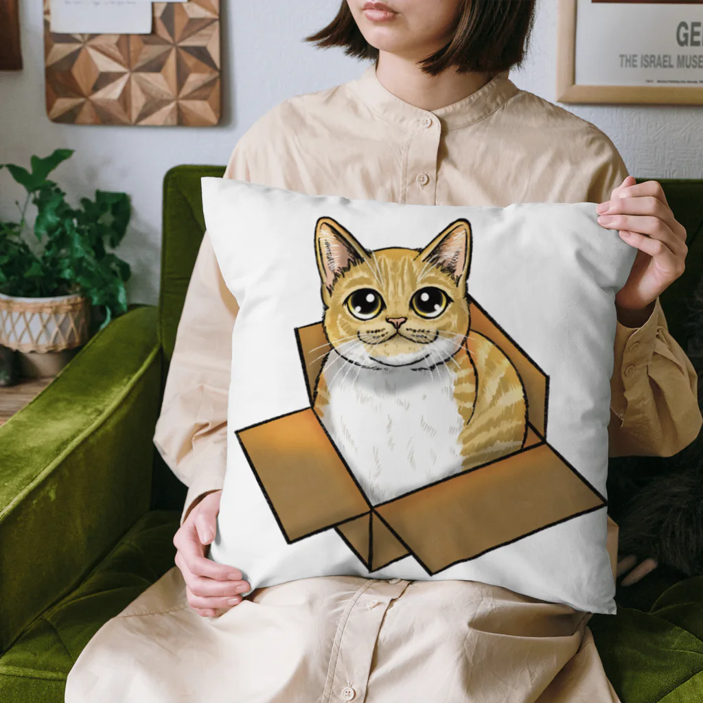 縁-yukari-のダンボールにゃんこ Cushion