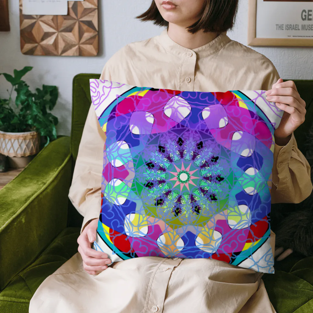 💖宇宙整体♪🌈♪こころからだチャンネル♪💖の母性回帰曼荼羅　彩りの花園へsee-through version Cushion